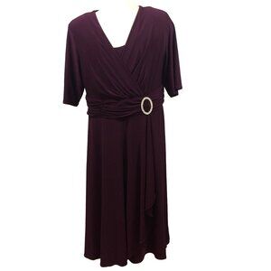 R&M Richards Woman Purple Evening Dress Formal Party Ruched Rhinestone Size 20W